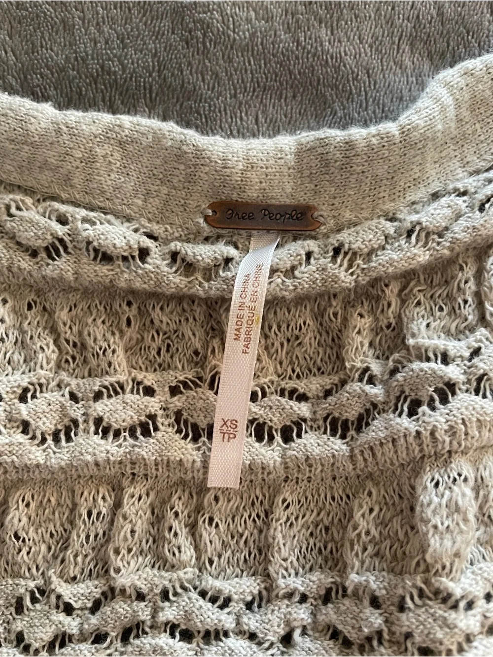 Free People Cream Crochet Knit Cardigan